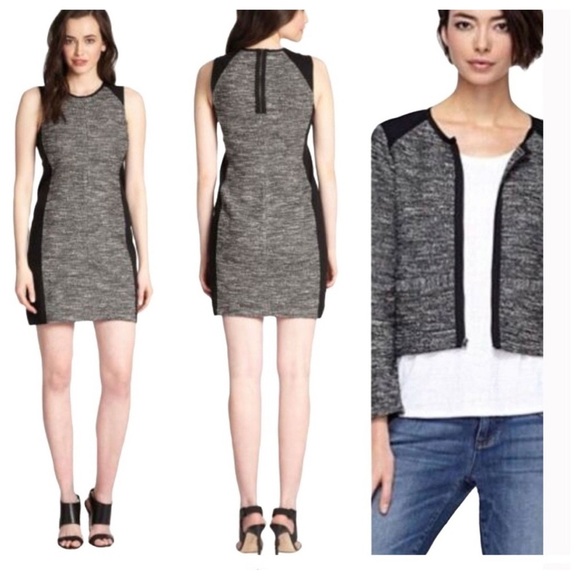 Eileen Fisher Tweed Jacket Dress Suit Set Medium Black Gray Officecore Business - Picture 3 of 16